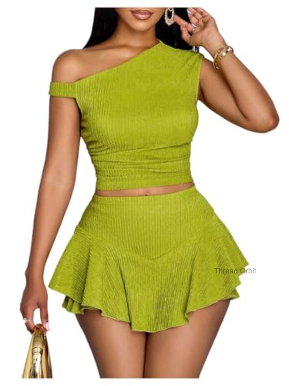 Women's 2 Piece Skirt Set Sleeveless Crop Top Ruffle Hem Vacation Outfit